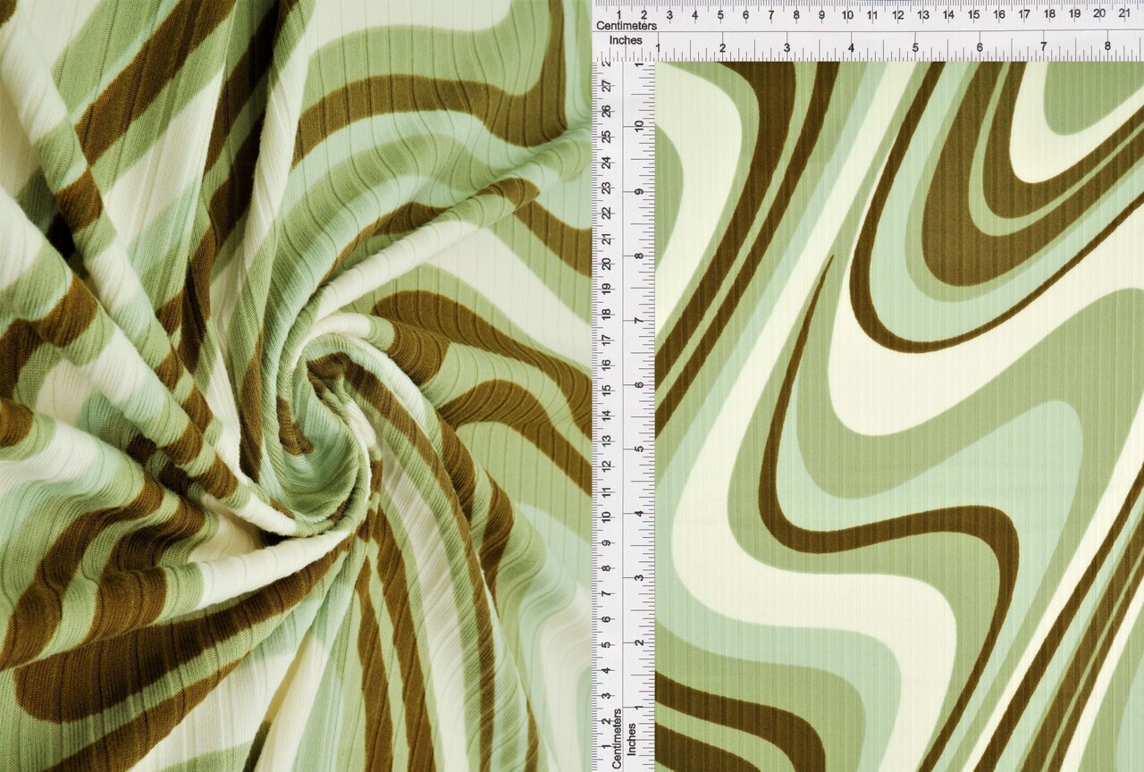 1 Yard Yummy Rib Abstract Tie Dye Knit Fabric 58/60″ Wide Polyester Spandex Blend